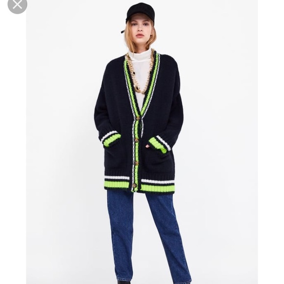New Zara contesting Florescent cardigan size small - Picture 6 of 6